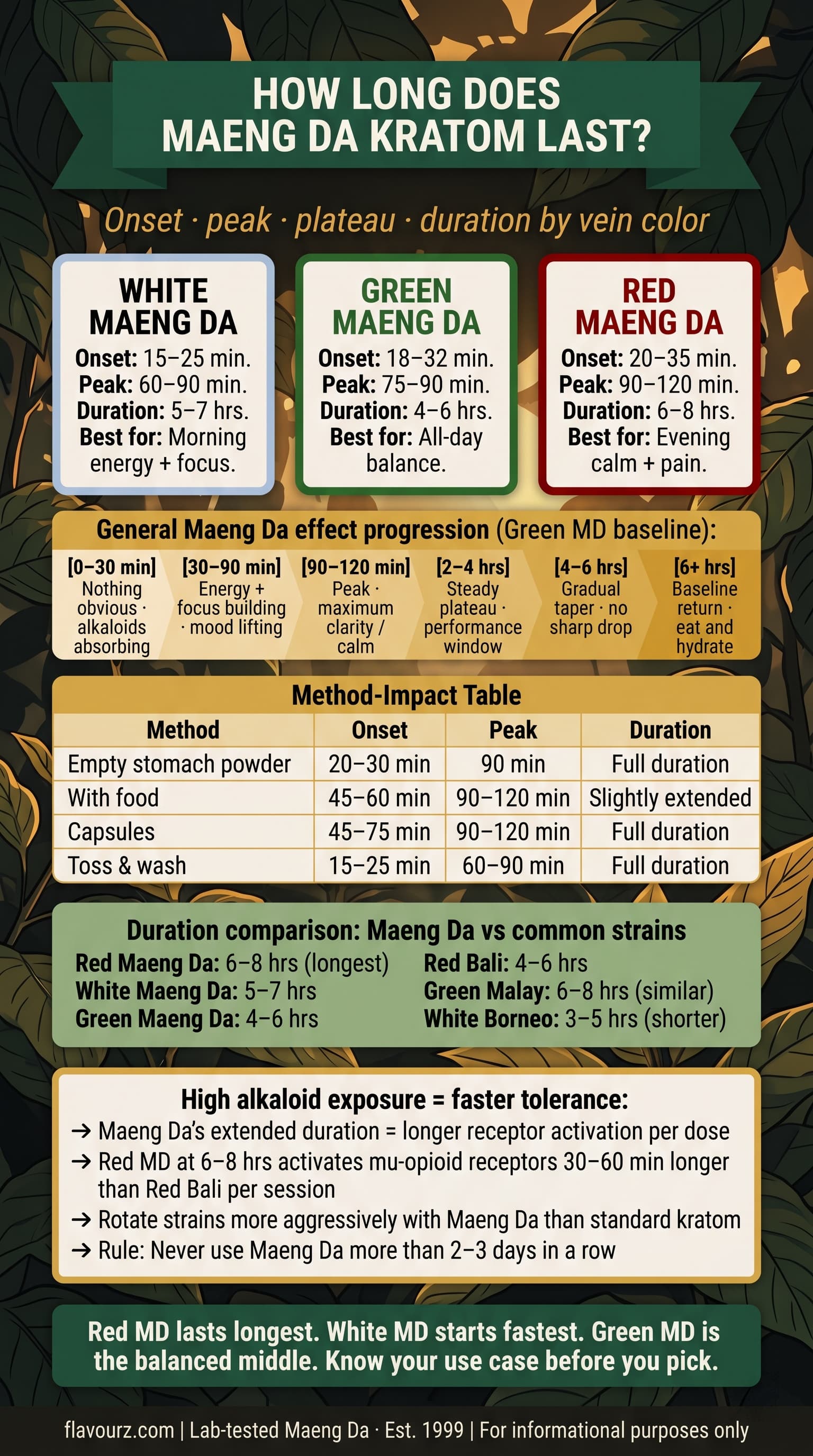 infographoc for How Long Does Maeng Da Kratom Last